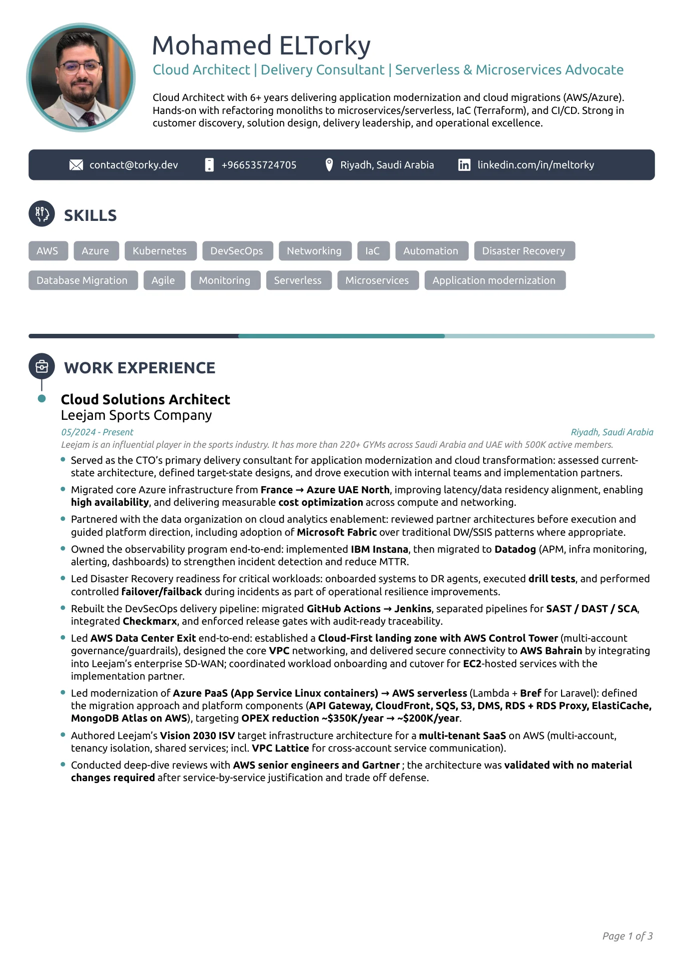 Résumé — page 1 of 3