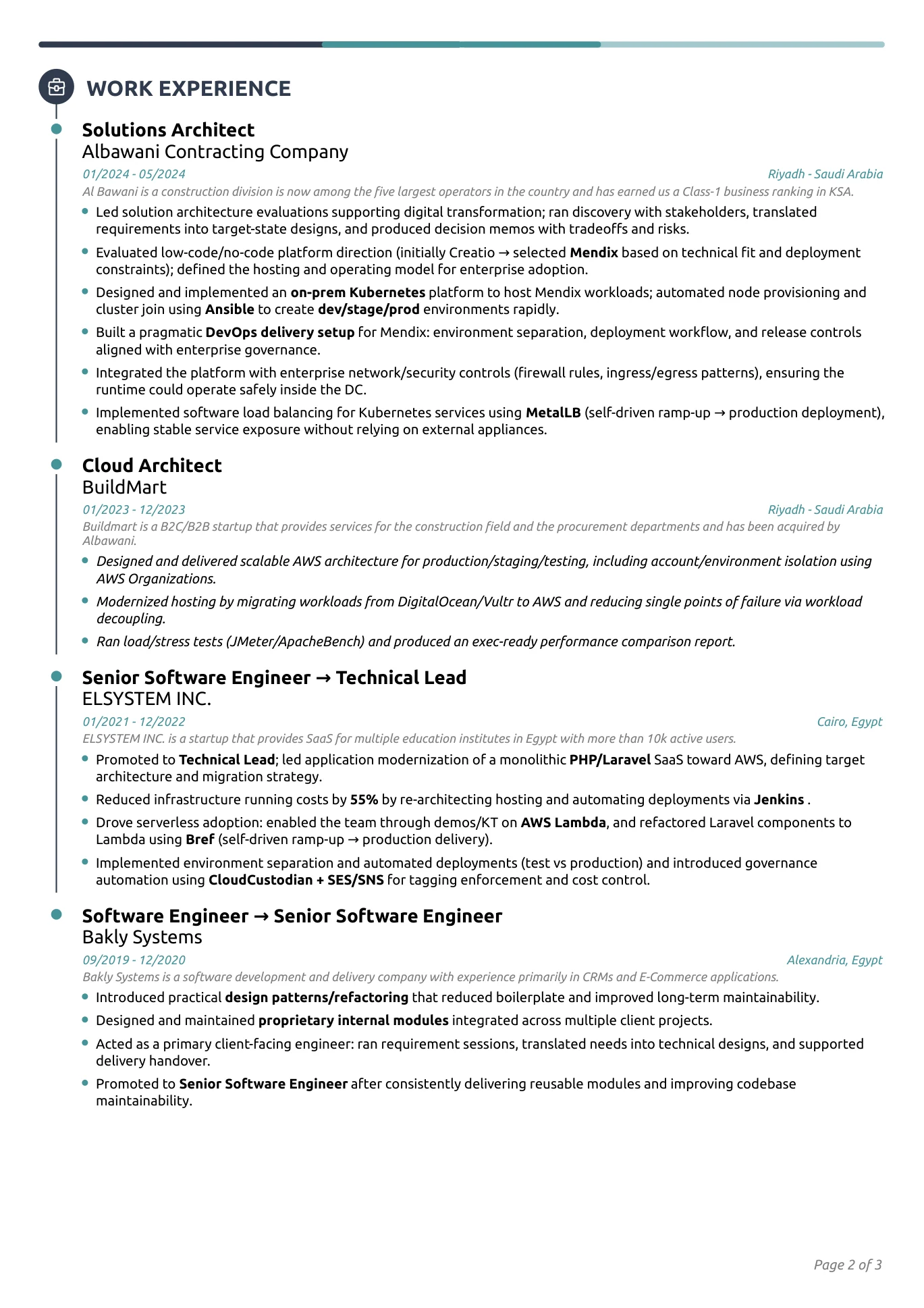 Résumé — page 2 of 3